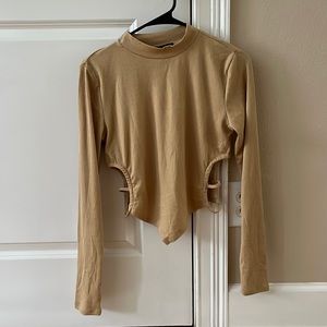 Forever 21 nude crop top long sleeved